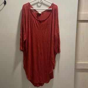 Floreat Loved by Antropologie Sz L Red Striped Nightshirt